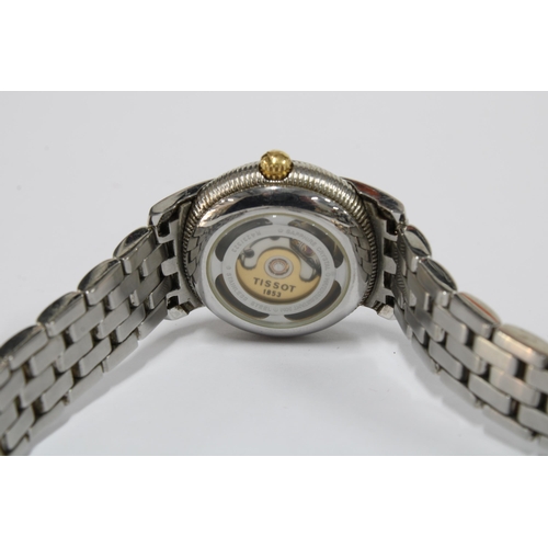 67 - Ladies Tissot 1853 automatic wrist watch the watch with hour baton markers and date aperture, on a b... 