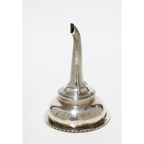 76 - George IV silver wine funnel, Walter Brind, London 1826, with gadrooned rim and detachable spout, 13... 