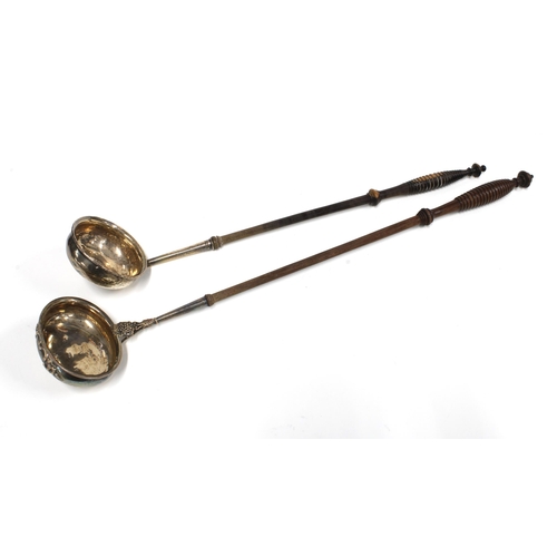 83 - Georgian silver toddy ladle, Glasgow 1829, with fruitwood handle, 46cm long together with another to... 