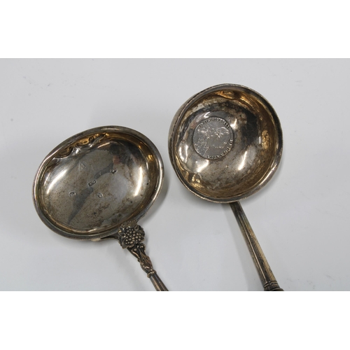 83 - Georgian silver toddy ladle, Glasgow 1829, with fruitwood handle, 46cm long together with another to... 