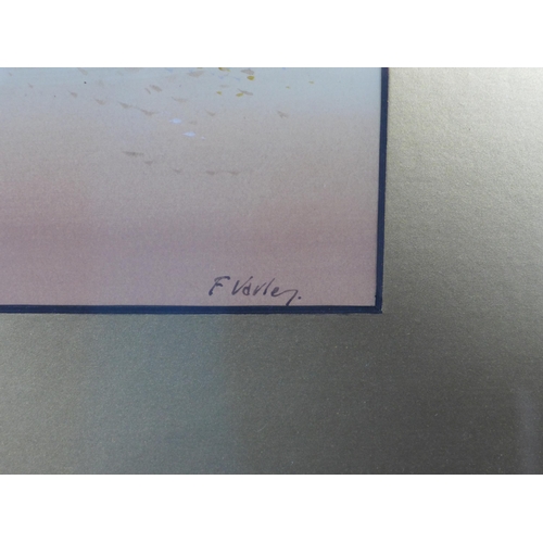 171 - F. VARLEY, a companion pair of desert gouache, signed and framed under glass, 9.5 x 20cm