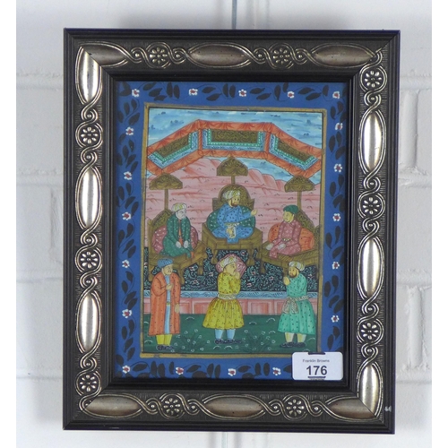 176 - MOGUL SCHOOL,  gouache, under glass within an ornate frame, size overall 25 x 30cm