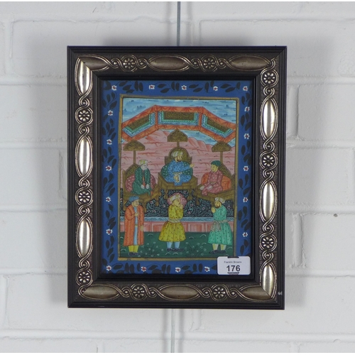 176 - MOGUL SCHOOL,  gouache, under glass within an ornate frame, size overall 25 x 30cm