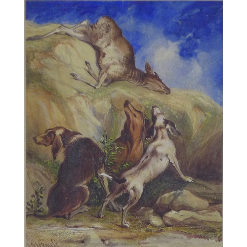 177 - ANTOINE-DESIRE HEROULT (1802-1853) signed watercolour, framed under glass, 21 x 26cm