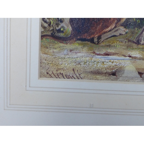 177 - ANTOINE-DESIRE HEROULT (1802-1853) signed watercolour, framed under glass, 21 x 26cm