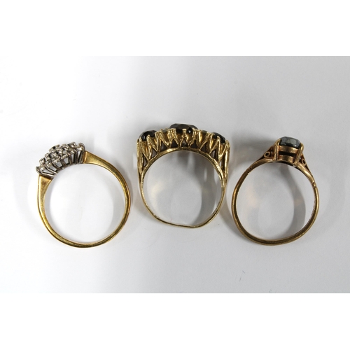 10 - Three 9ct gold gemset dress rings (3)