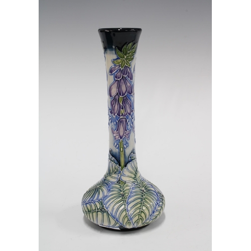 109 - Moorcroft vase, signed Rachel J Bishop and dated 2002, 9.5 x 20.5cm.