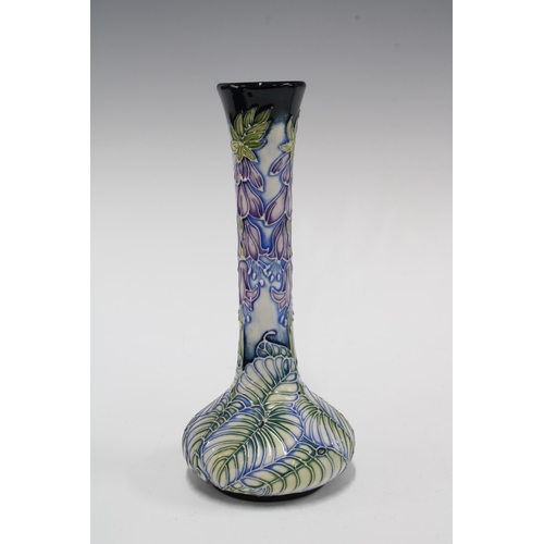 109 - Moorcroft vase, signed Rachel J Bishop and dated 2002, 9.5 x 20.5cm.