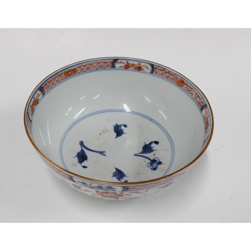 112 - Chinese porcelain bowl painted with flowers and foliage with a plain footrim, 20 x 9cm.