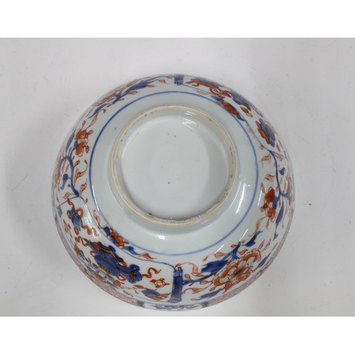 112 - Chinese porcelain bowl painted with flowers and foliage with a plain footrim, 20 x 9cm.