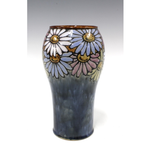 119 - Royal Doulton vase by Florrie Jones, blue ground with a band of flowers , impressed marks and model ... 