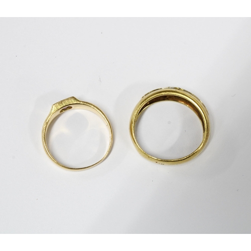 17 - Two 18ct gold gemset rings, size L and N (2)