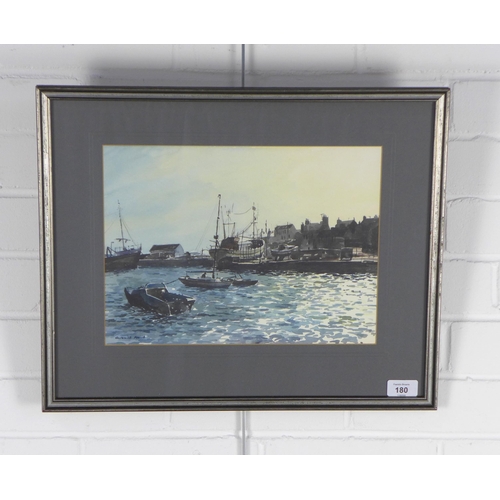 180 - RICHARD ALDRED D.A. (Edin), IN THE HARBOUR, ST MONANS, , signed watercolour, framed under glass and ... 