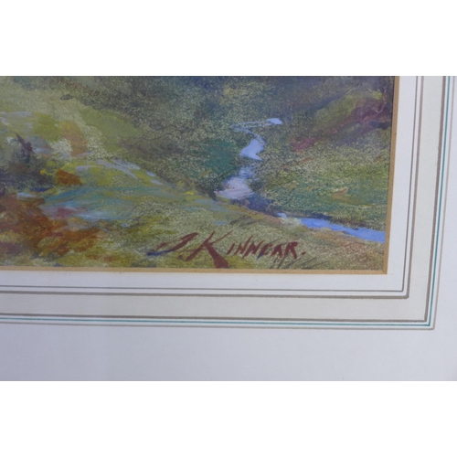 187 - JAMES KINNEAR (Scottish 1846 - 1917) untitled landscape watercolour, signed and framed under glass, ... 