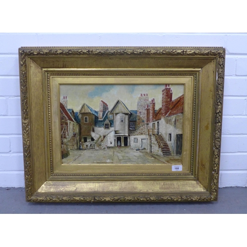 188 - 19th CENTURY SCOTTISH SCHOOL, WHITE HORSE CLOSE, EDINBURGH, oil on canvas, signed with initials W.P ... 