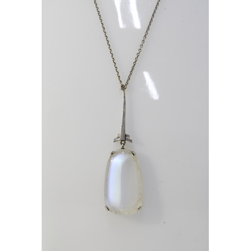 20 - 9ct white gold drop pendant, stamped 9ct