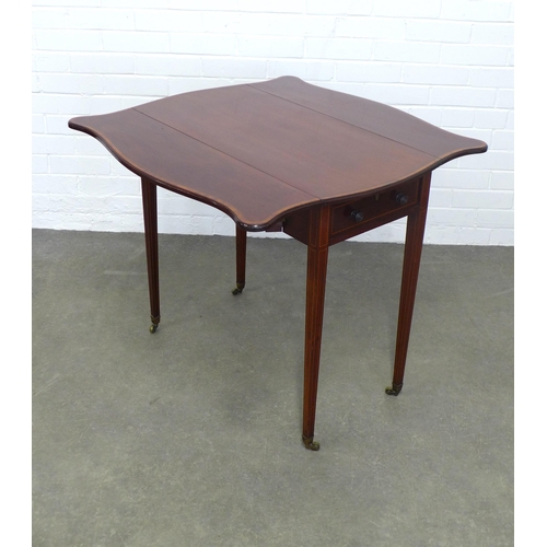 214 - Cowtan & Sons mahogany Pembroke table, crossbanded top with string inlay, raised on square tapering ... 