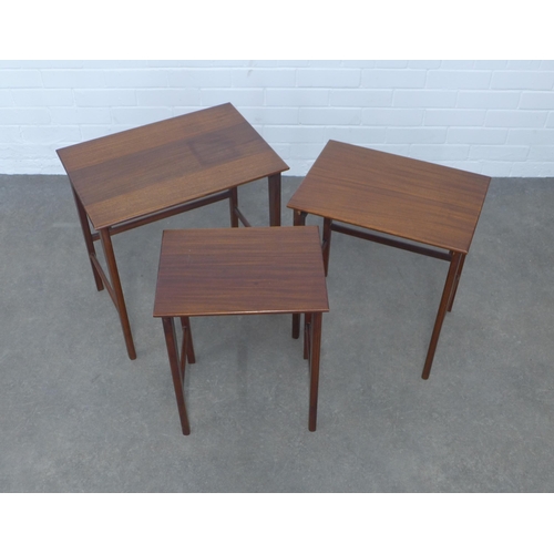 217 - Mid century teak nest of three tables, 53 x 54 x 38cm. (3)