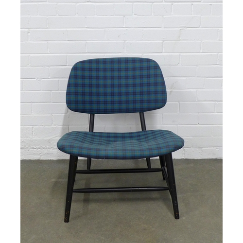 219 - Ebonised Te Ve chair with tartan upholstery, designed by Alf Svensson 61 x 70 x 45cm.