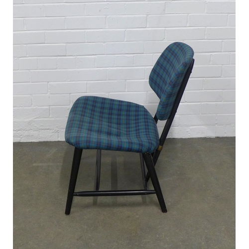 219 - Ebonised Te Ve chair with tartan upholstery, designed by Alf Svensson 61 x 70 x 45cm.