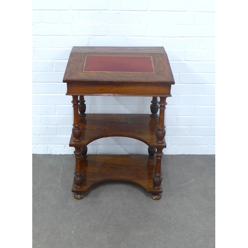 240 - Victorian rosewood Davenport writing desk with open tiers,  54 x 80 x 45cm.