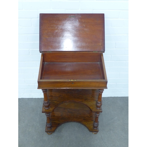 240 - Victorian rosewood Davenport writing desk with open tiers,  54 x 80 x 45cm.