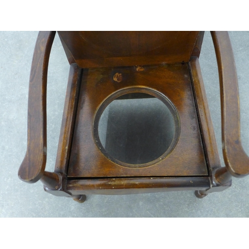 243 - An early 20th century mahogany child's commode chair, 37 x 61 x 32cm.