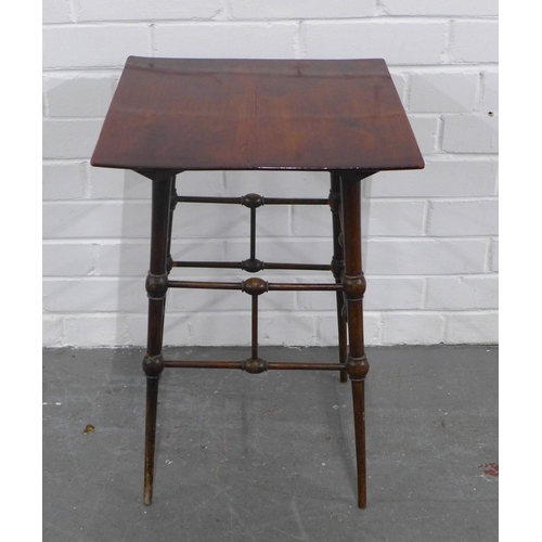 292 - Manner of E. W. Godwin (British, 1833-1886) mahogany side table, square top standing on turned spind... 