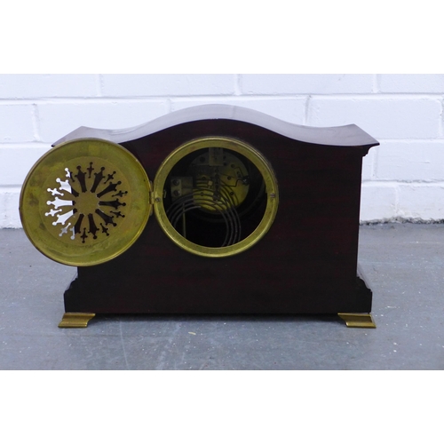 297 - Mahogany and brass mounted mantle clock, 38 x 25 x 17cm.