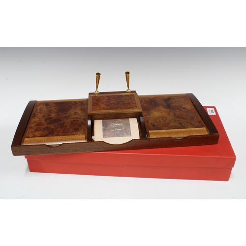 304 - Agresti of Florence, briarwood desk set with original presentation box, 49cm.