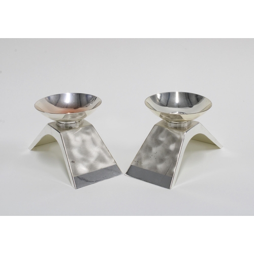 305 - WMF Modernist candlesticks  (2) 12 x 7cm.