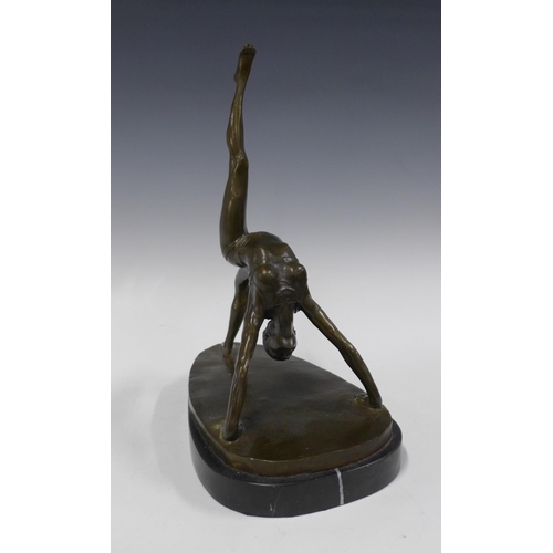 335 - After ZACH , bronze figure, on black plinth base, 29 x 39cm.