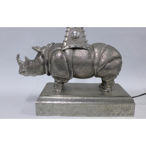 338 - Figura Piero per Atena, pair of pewter Rhino table lamp bases (2) 39cm.