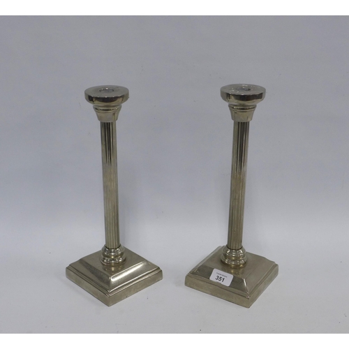 351 - A pair of Corinthian column candlesticks, (2) 35cm