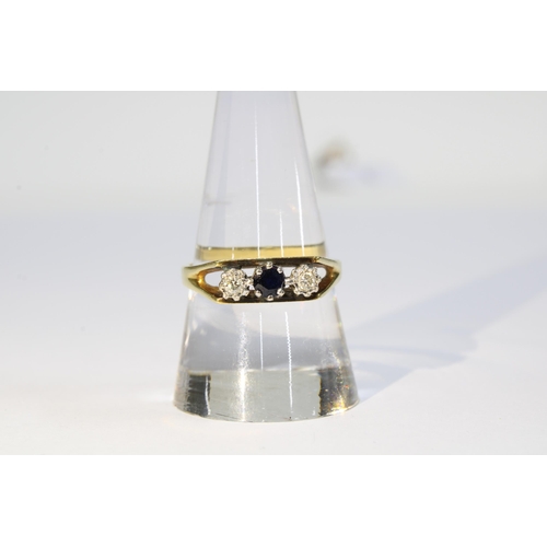 5 - Vintage sapphire and diamond ring, set in 18ct gold, London 1978, size Q