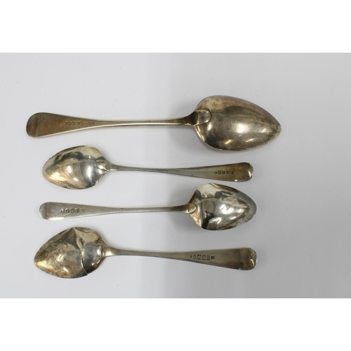 53 - Victorian silver table spoon, Glasgow 1862 and three Georgian Scottish silver spoons, various hallma... 