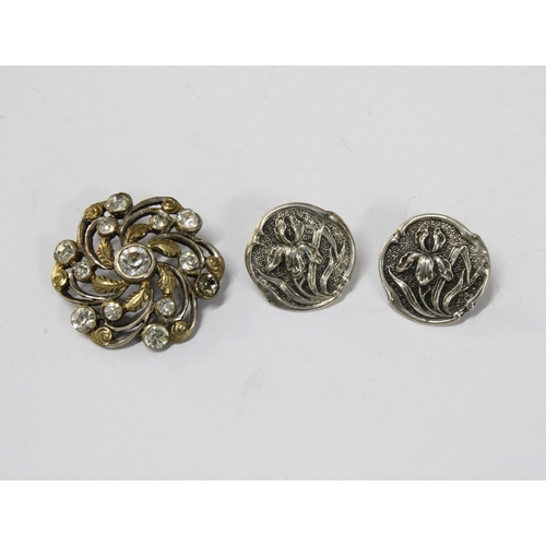 61 - A. RISLER & CARRE PARIS, a set of six French paste buttons, together with a set of five silver Art N... 