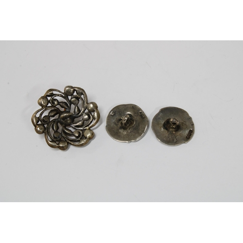 61 - A. RISLER & CARRE PARIS, a set of six French paste buttons, together with a set of five silver Art N... 