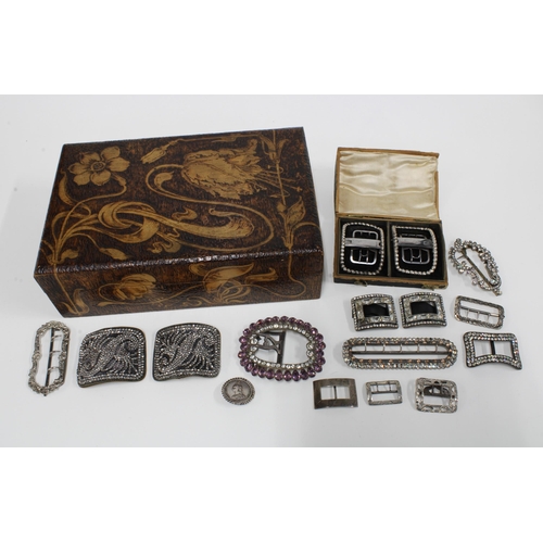 62 - A collection of 19th century shoe buckles to include two silver examples, with mixed steel and paste... 