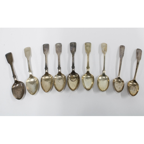 70 - A group of nine 19th century  Scottish silver teaspoons with mixed hallmarks (9)