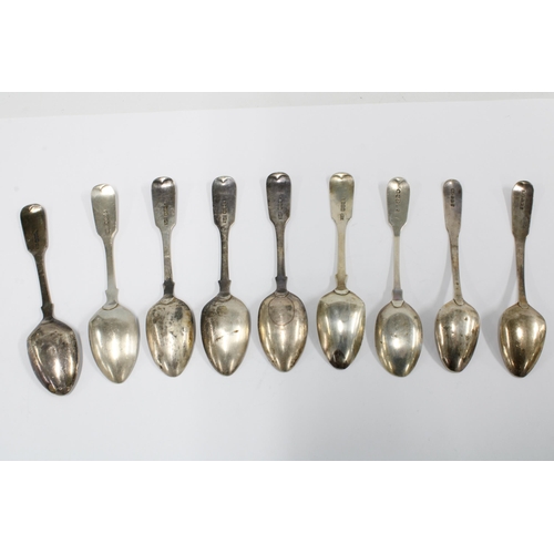 70 - A group of nine 19th century  Scottish silver teaspoons with mixed hallmarks (9)