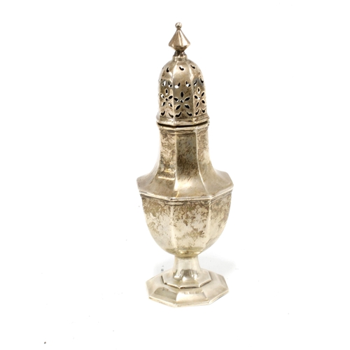 72 - Birmingham silver sugar castor of typical baluster form, 17cm