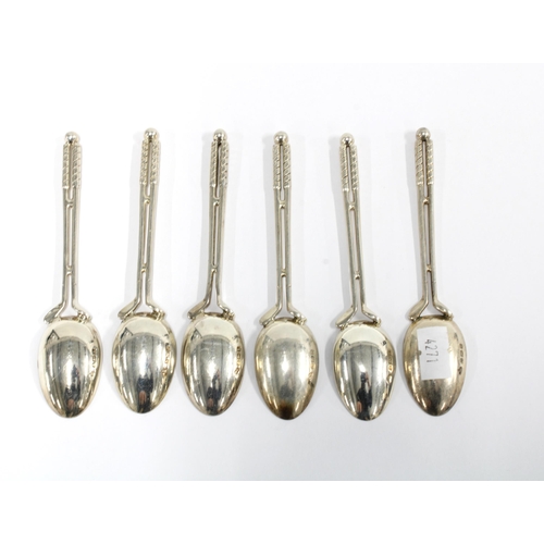 73 - Set of six novelty silver golf club teaspoons by Elkington & Co, (6)