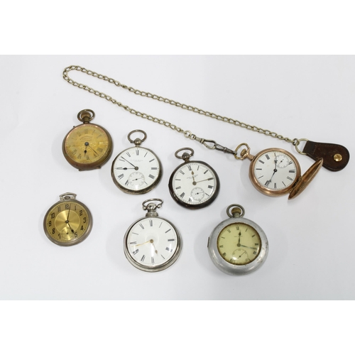 78 - A group of pocket watches to include a gold plated Hunter and three silver cased examples (7)