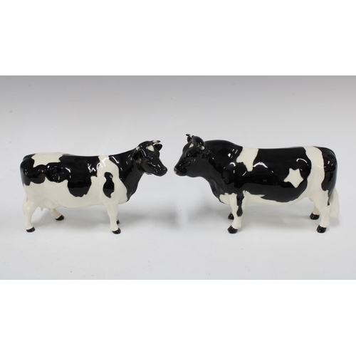 99 - Beswick Friesian cow and bull, CH Coddington & CH Claybury Leegwater, (2) 22cm.