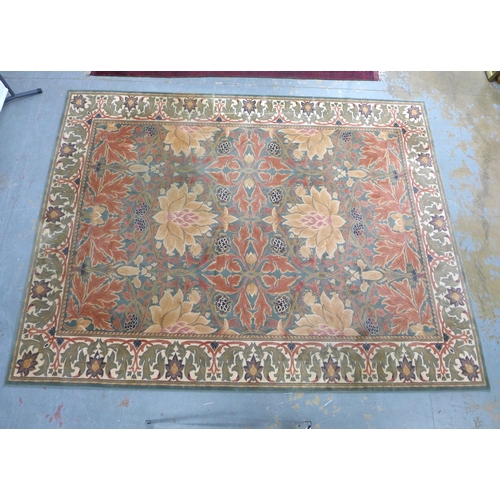 383 - Large floral pattern wool rug, 360 x 274cm.