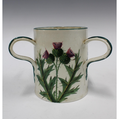 105 - Wemyss Ware thistles pattern tyg, impressed marks, 20 x 15cm.