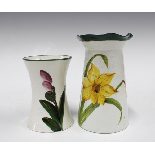 109 - Wemyss ware handpainted vase with Irises pattern and another wemyss vase painted with daffodils, imp... 