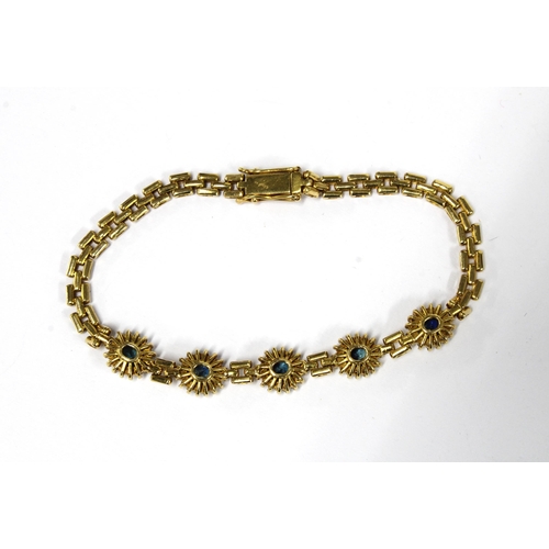 11 - 18ct gold gemset bracelet, clasp stamped 750