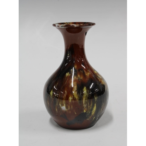 128 - Dunmore Scottish pottery vase, brown streaked glaze, impressed marks, 8 x 13cm.